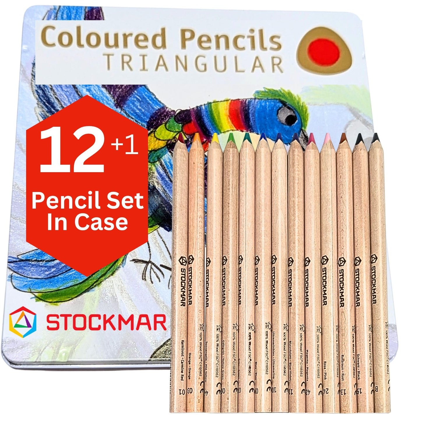 STOCKMAR Triangular Colored Pencils In a Tin Case