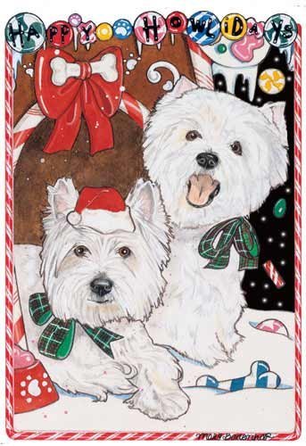 Pipsqueak West Highland Terrier Christmas Cards : 10 Holiday Cards with Envelopes - ADORABLE!