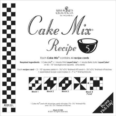 Moda Cake Mix Recipe #5 ~44 recipe cards will make 176, 3 1/2"HST & 3 1/2" 4 Patches