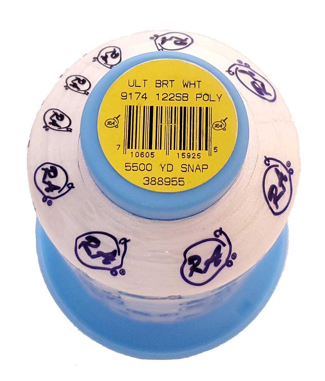 Robison-Anton 2 Ply Super Bright Polyester Embroidery Thread, 40Wt/120D/5500 yd, Ultra Brite White