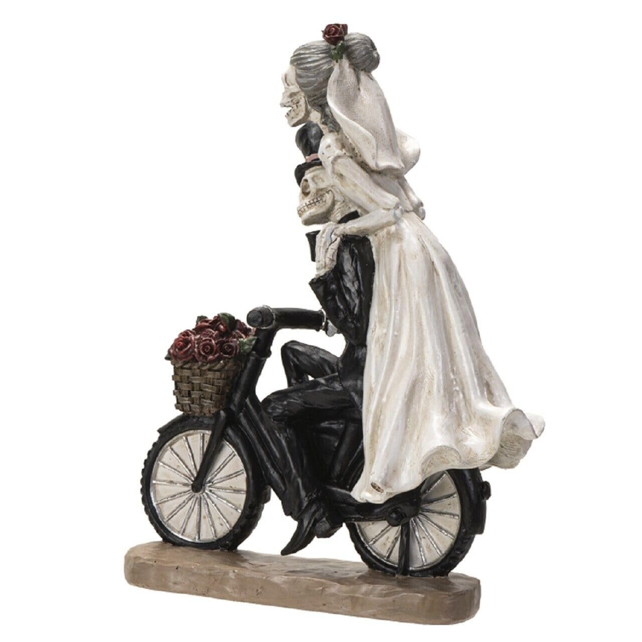 Pacific Trading Love Never Dies Skeleton Couple on Bicycle Figurine 11 Inch