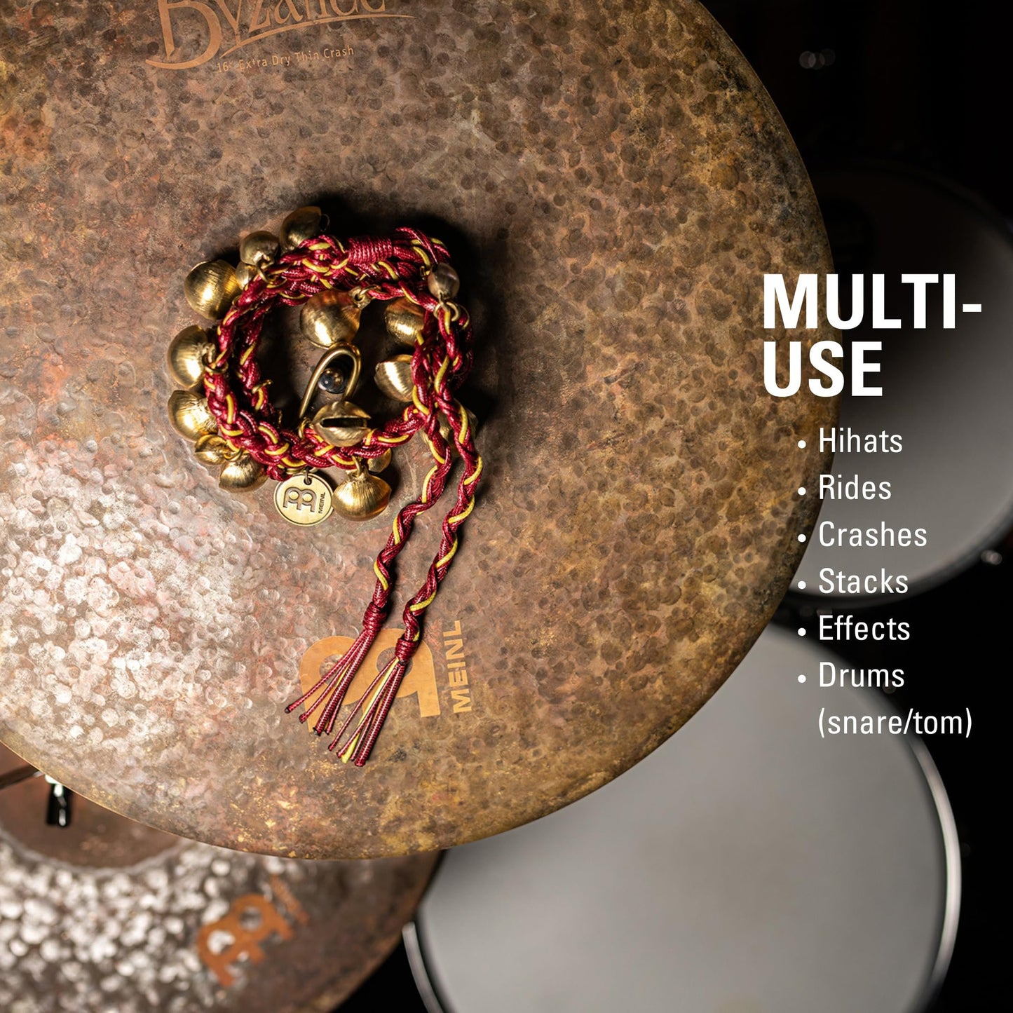 Meinl Percussion Ajuch Brass Bells, Small Size for High Pitch — Hand Tied Rope — Place on Any Hihat or Cymbal Stand for Light Jingle Sounds, Includes Canvas Bag, 2-Year Warranty, MABS