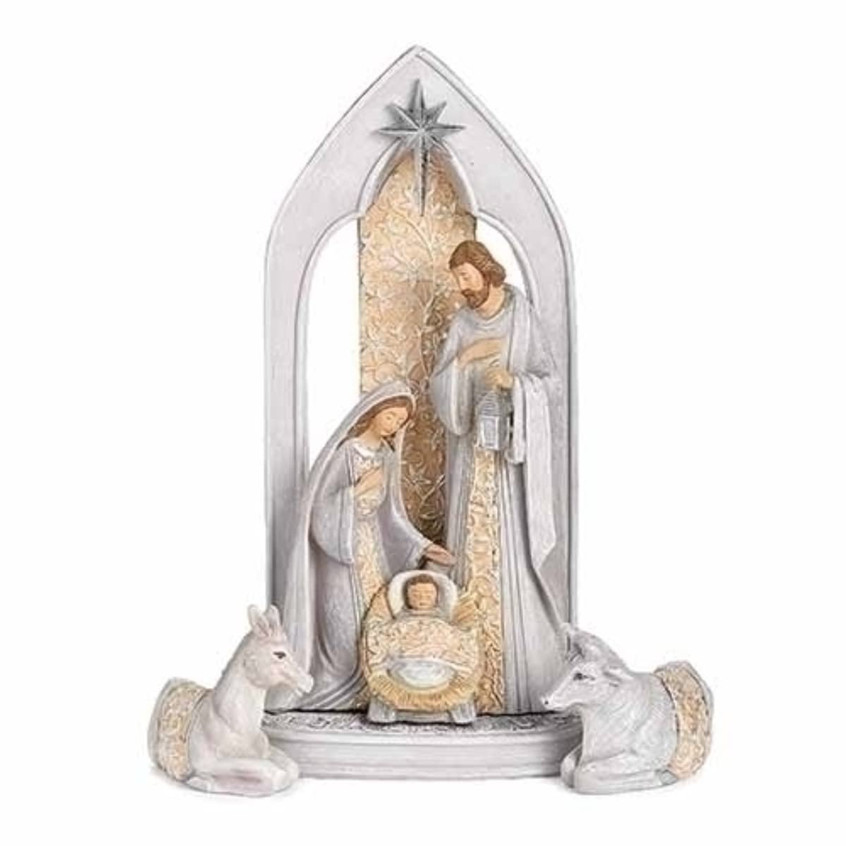 Roman 3 Piece Holy Family Under Arch Nativity Christmas Figurine 10.75"