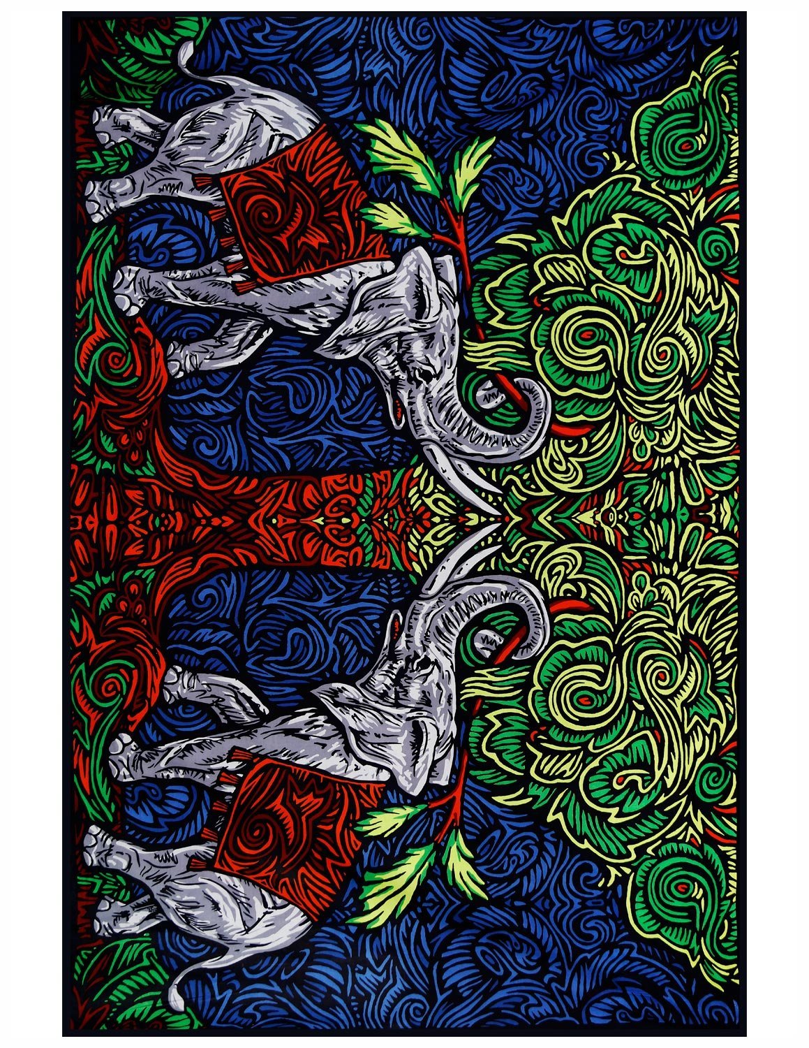 Sunshine Joy 3D Elephant Tree Tapestry Tablecloth Wall Art Beach Sheet Huge 60x90 Inches - Amazing 3D Effects