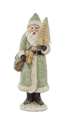 RAZ Imports Glittered Resin Santa Figure (Green)