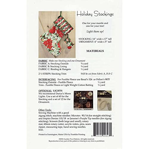 Aunties Two Patterns Holiday Christmas Stocking Pattern
