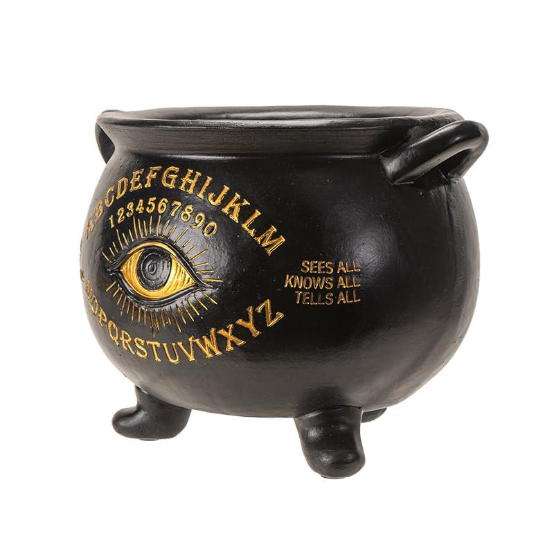 Pacific Giftware Large Cauldron Pot- Cast Resin Large Cauldron Pot, 3rd Eye Decorative Cauldron Pot, Wicca Pot