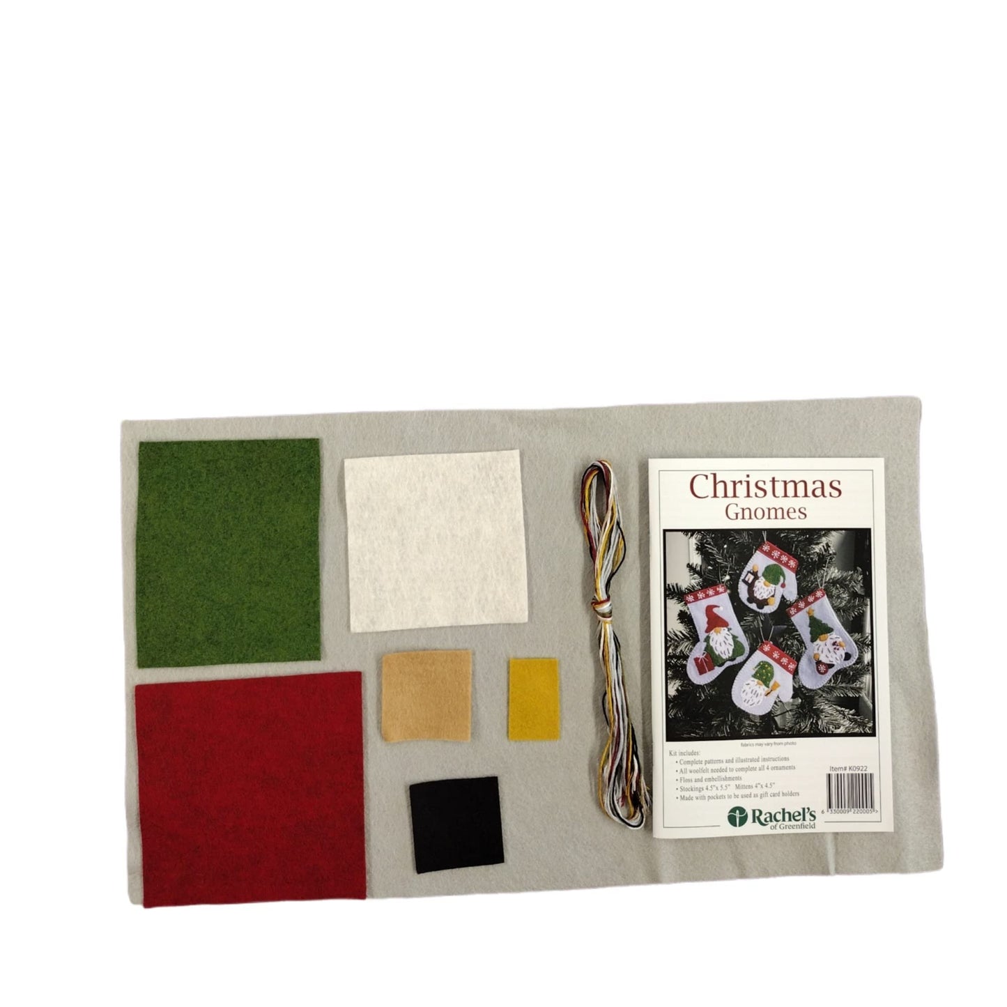 Rachel's Of Greenfield Christmas Crafts, Christmas Gnomes Ornament kit, Felt kit, DIY Ornament Kit, Complete Craft Kit, White,Green,Red,Silver