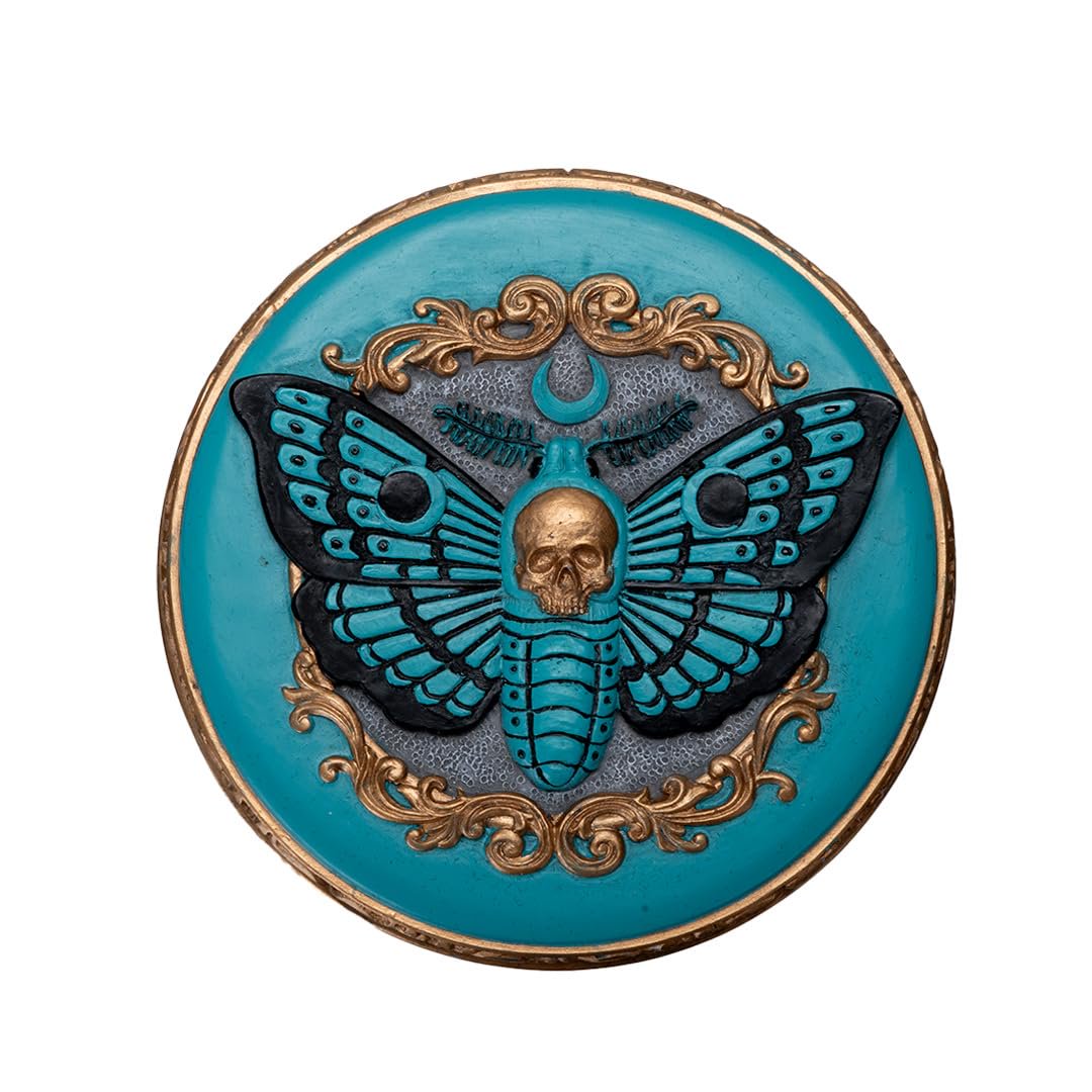 Pacific Giftware Death Moth Keepsake Box Mystical Skull and Winged Design Jewelry Box on Turquoise Resin Ideal for Gothic Decor