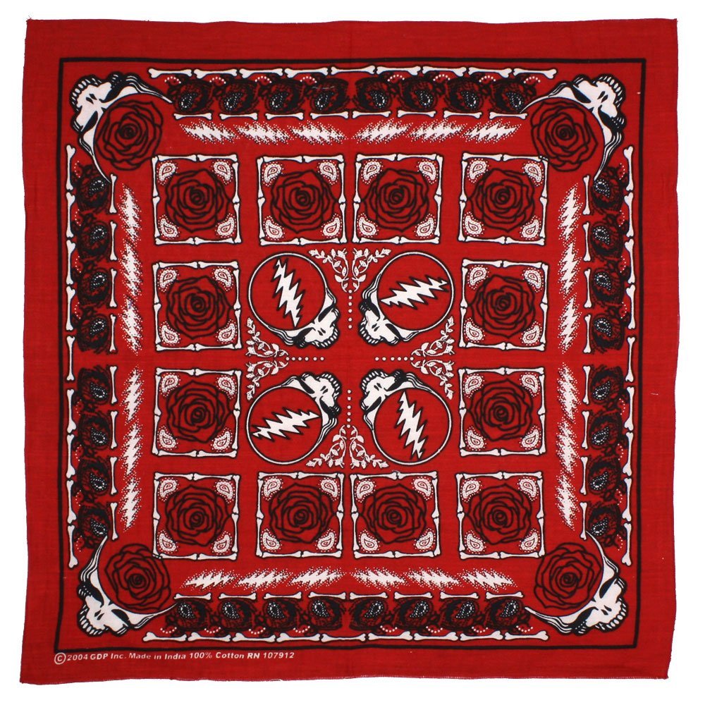 Sunshine Joy Grateful Dead Skull & Roses Bandana Grey