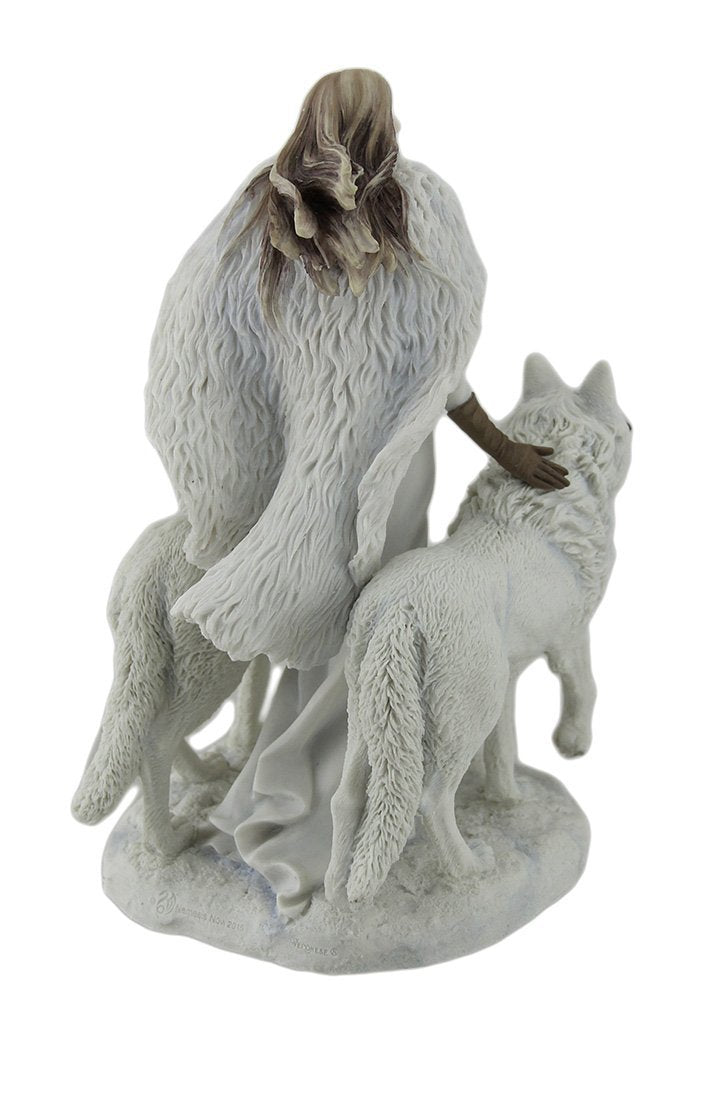 Veronese Design Winter Guardians by Anne Stokes Snow Wolves and Mistress Statue