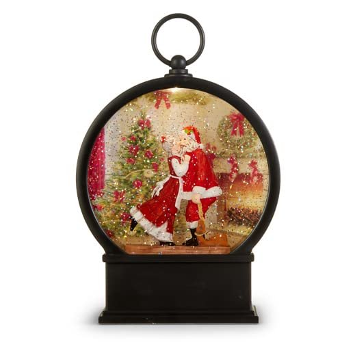 RAZ Imports Mrs. Claus Kissing Santa Lighted Water Lantern, 9 inches