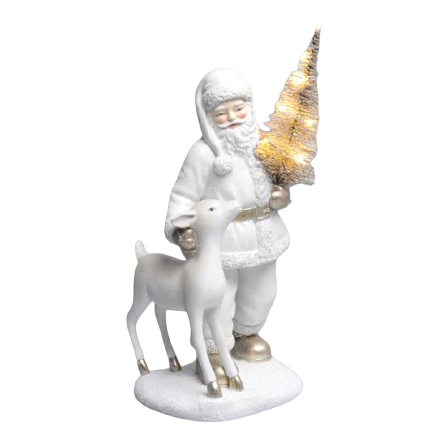 December Diamonds 12" LED Santa with Tree – Hand-Painted Holiday Figurine