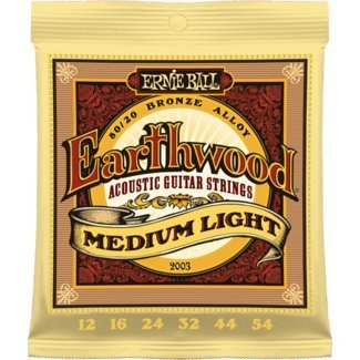 Ernie Ball P02003 Earthwood Medium Light Acoustic 80/20 Bronze Electric Guitar Strings, 12-54 (2 Pack)