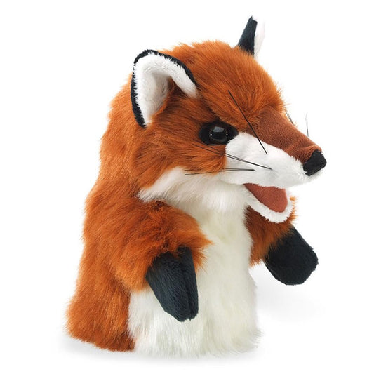 Folkmanis Little Fox Hand Puppet, Red/Dark Brown/White, 8"