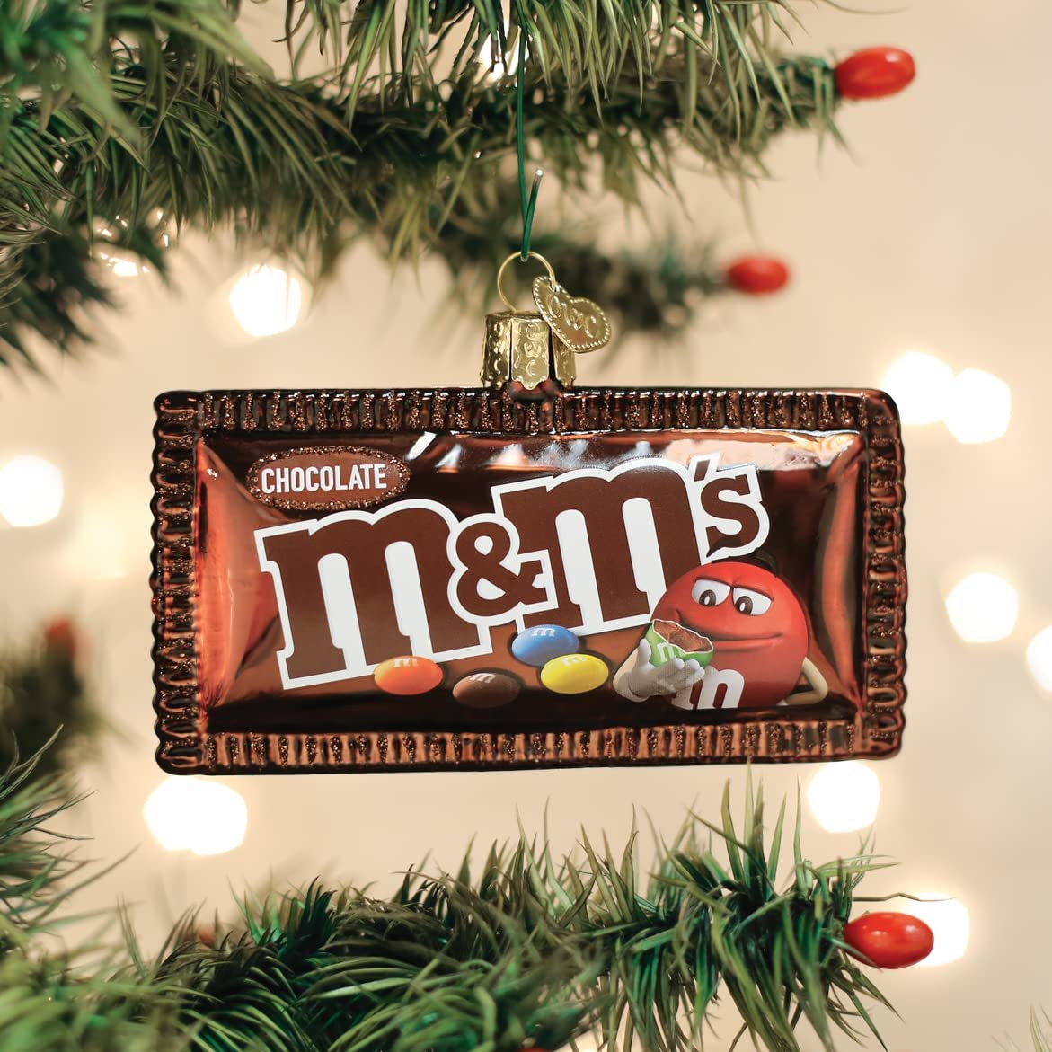 Old World Christmas M&M'S Milk Chocolate Glass Blown Ornament for Christmas Tree