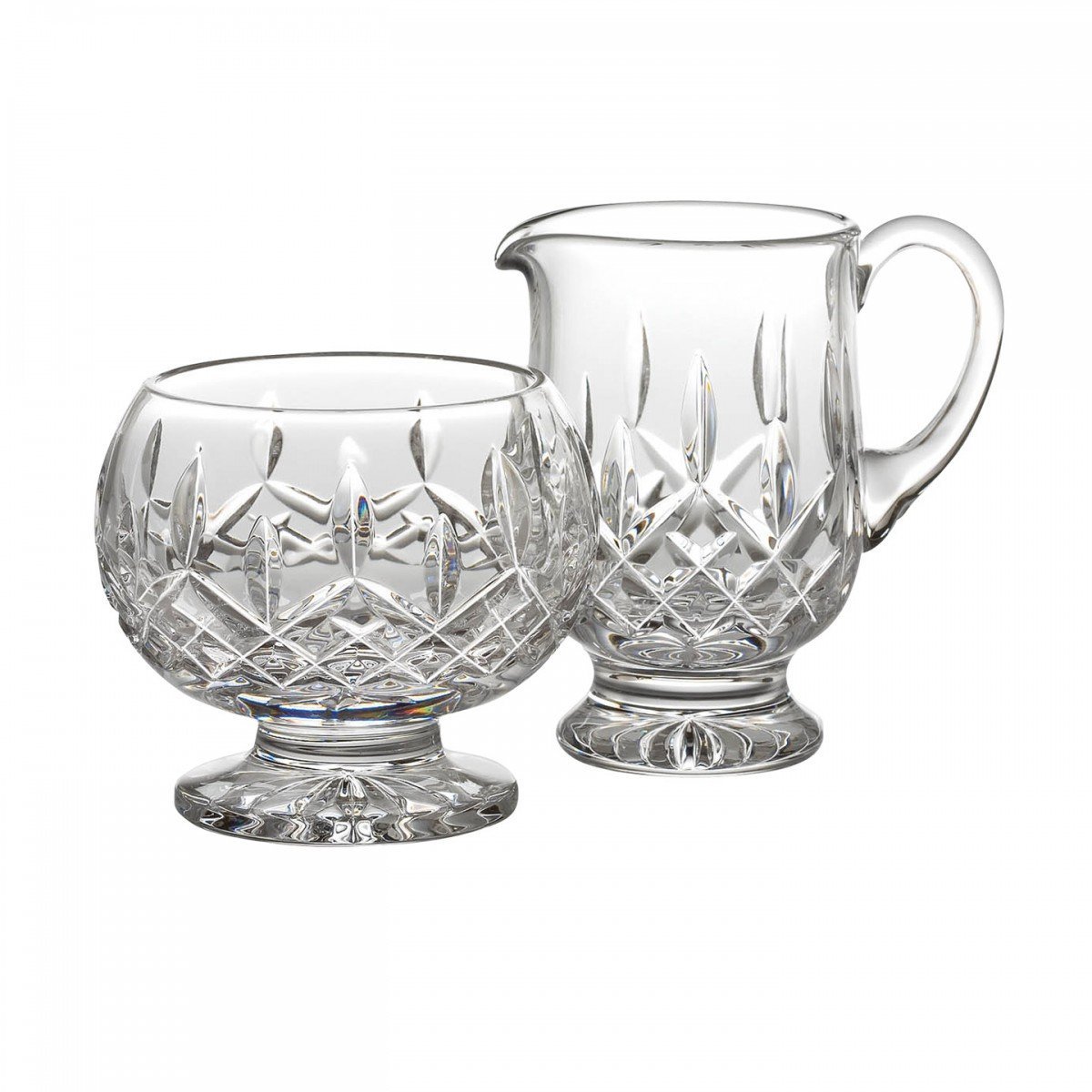 Waterford Lismore Footed Creamer & Sugar Set, 4.25", Clear