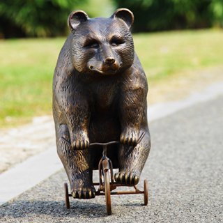 SPI Adorable Big Bear on Little Trike Metal Yard Sculpture