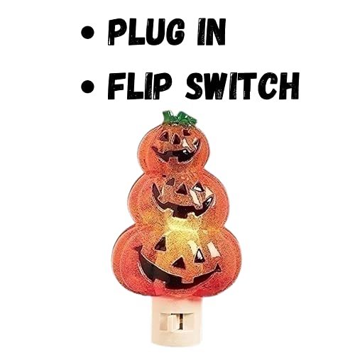 Roman Triple Jack-O-Lantern Halloween Swivel Plug Night Light 6 Inch