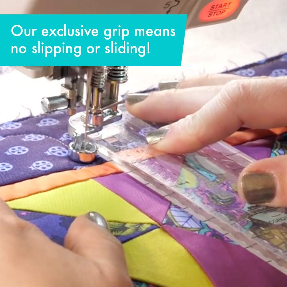 Creative Grids Machine Quilting Tool – Slim – CGRQTA2 – Made in USA, Non-Slip Grip Acrylic Quilting & Sewing Template Ruler for Free-Motion quilt Patchwork Design on Domestic Sewing & Longarm Machines
