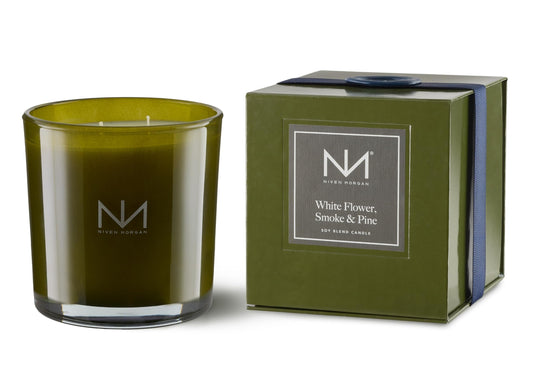 Niven Morgan, Verdant Candle, White Flower, Smoke and Pine, 14 Ounces