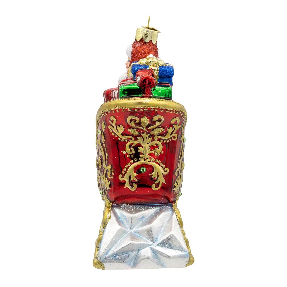 Kurt Adler 6.25-inch Bellissimo Glass Santa in Sleigh Ornament
