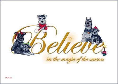 Pipsqueak Miniature Schnauzer Dog Christmas Cards Set of 10 cards & 10 envelopes