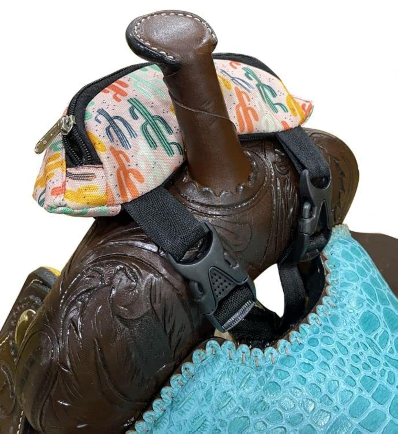Showman Pink Cactus Print Insulated Nylon Saddle Pouch