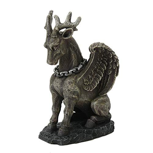 Pacific Giftware Domesticated Winged Stag Bound by Metal Chain Collar Gargoyle Resin Figurine Statue
