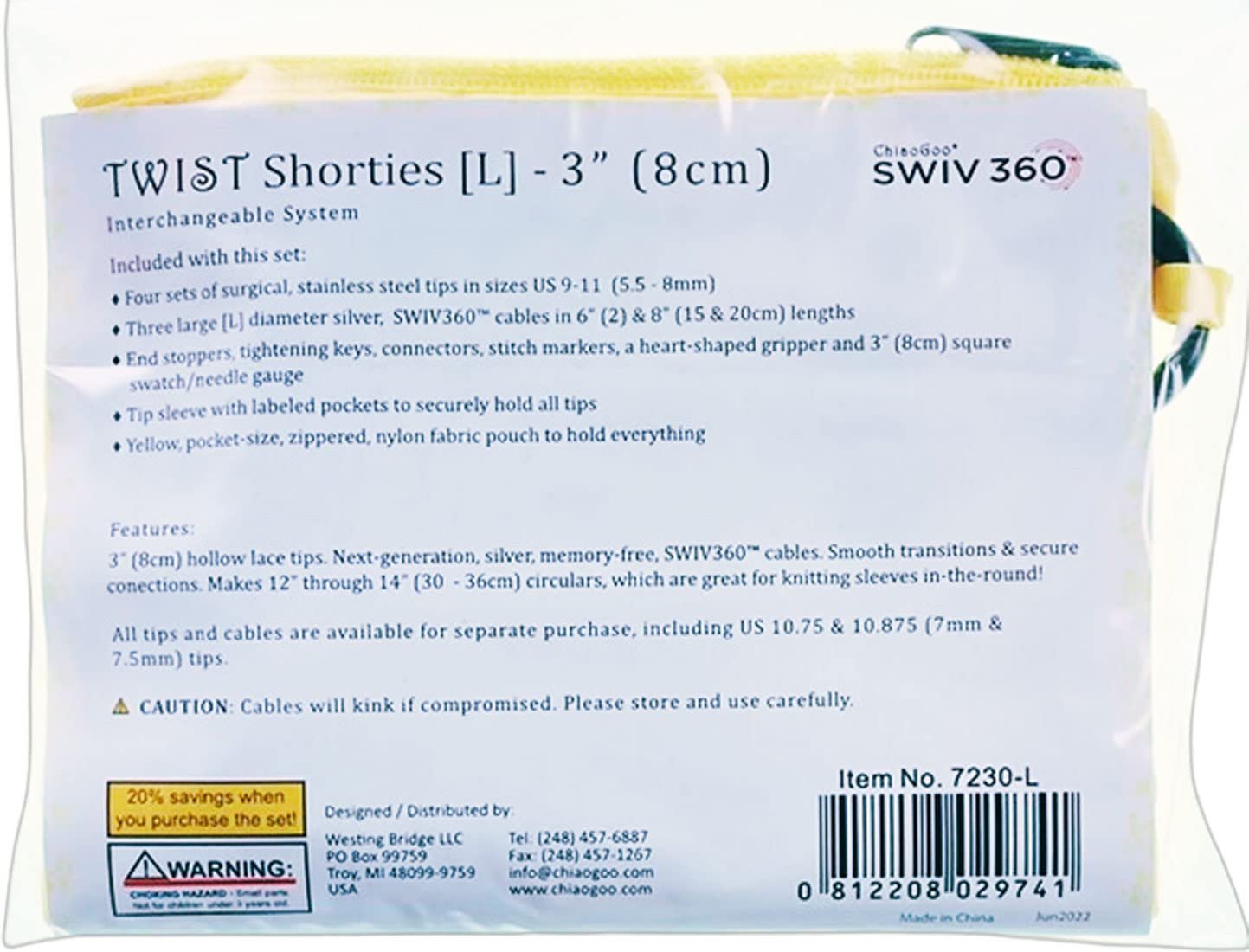 ChiaoGoo Twist Large Shorties Set 8cm 5.50-8.00mm - 1pc