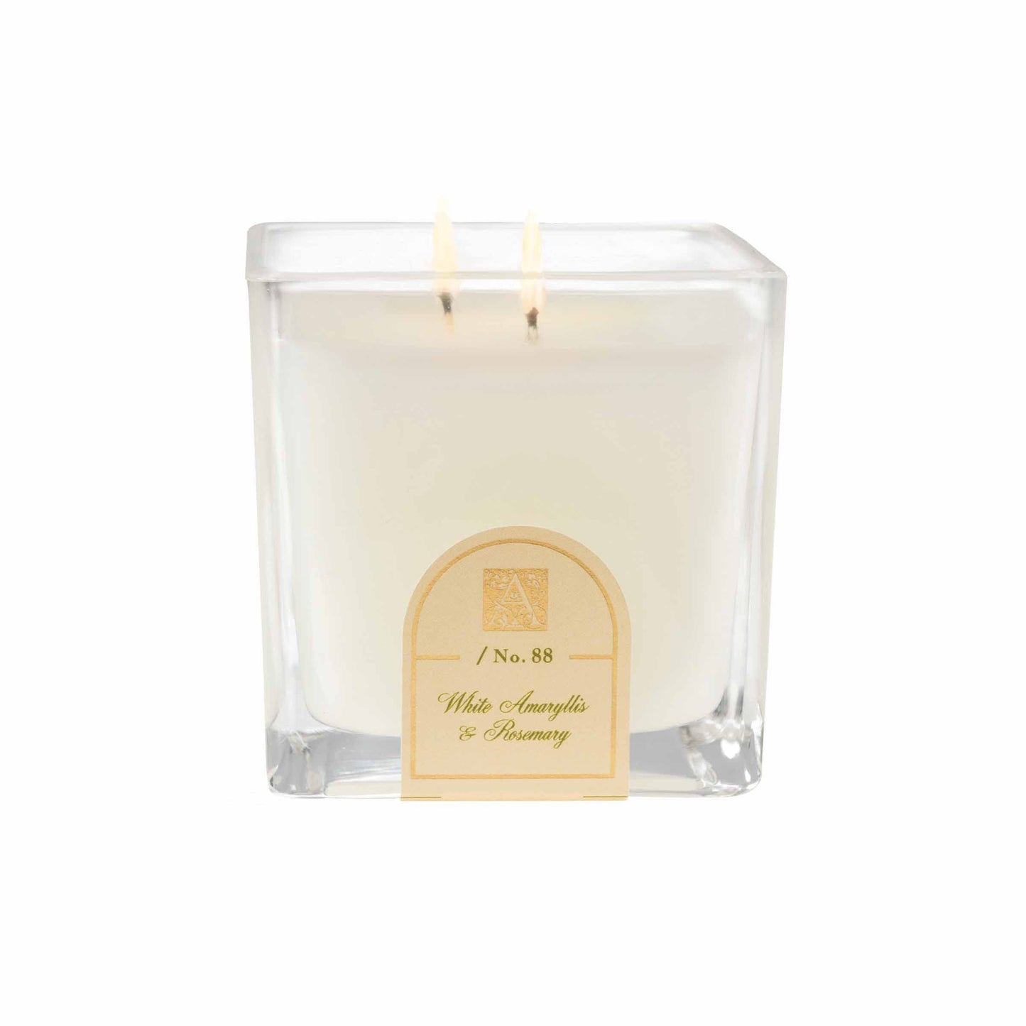 White Amaryllis & Rosemary - Cube Glass Candle
