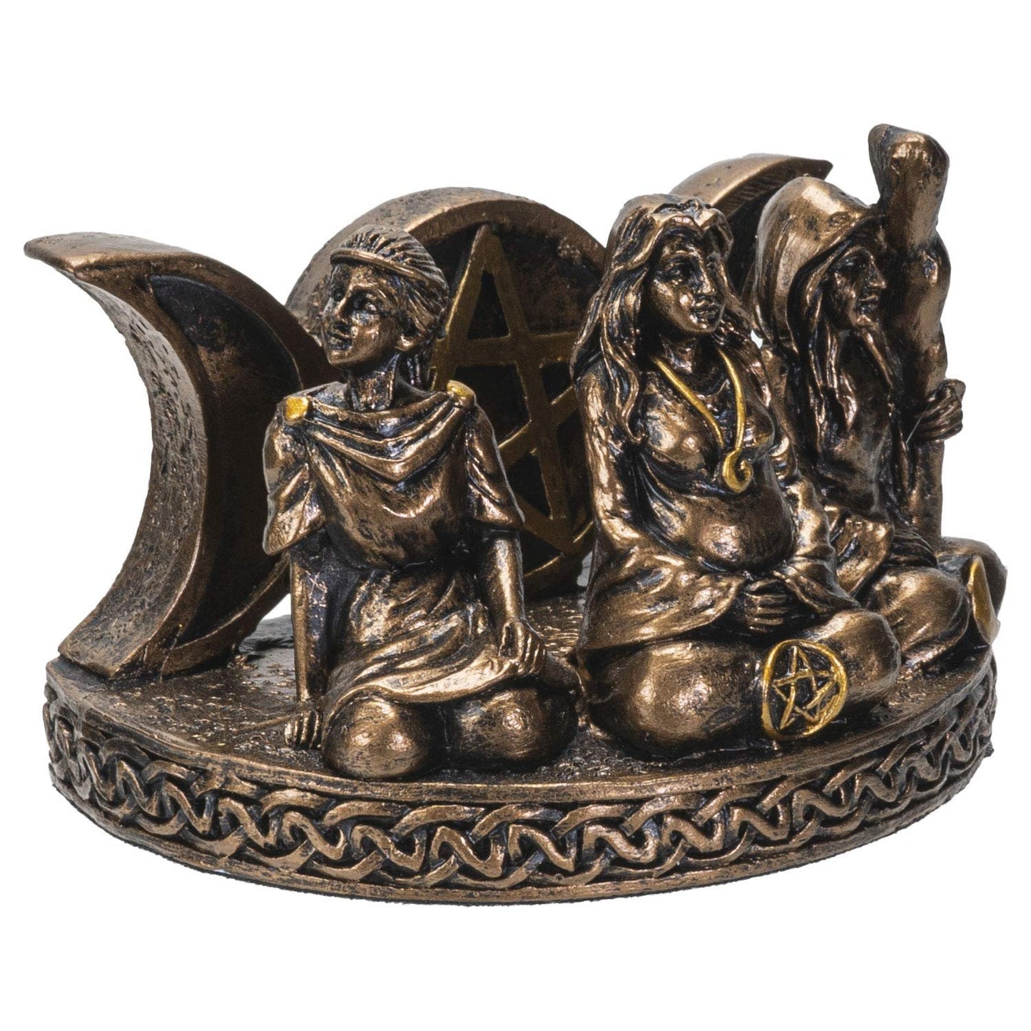 Pacific Trading Company Mother Maiden Crone Business Card Holder for Women, Hand Painted Celtic Triple Goddess Desktop Name Cards Display Organizer, 3 1/2 inch x 2 1/2 inch x 2 3/8 inch