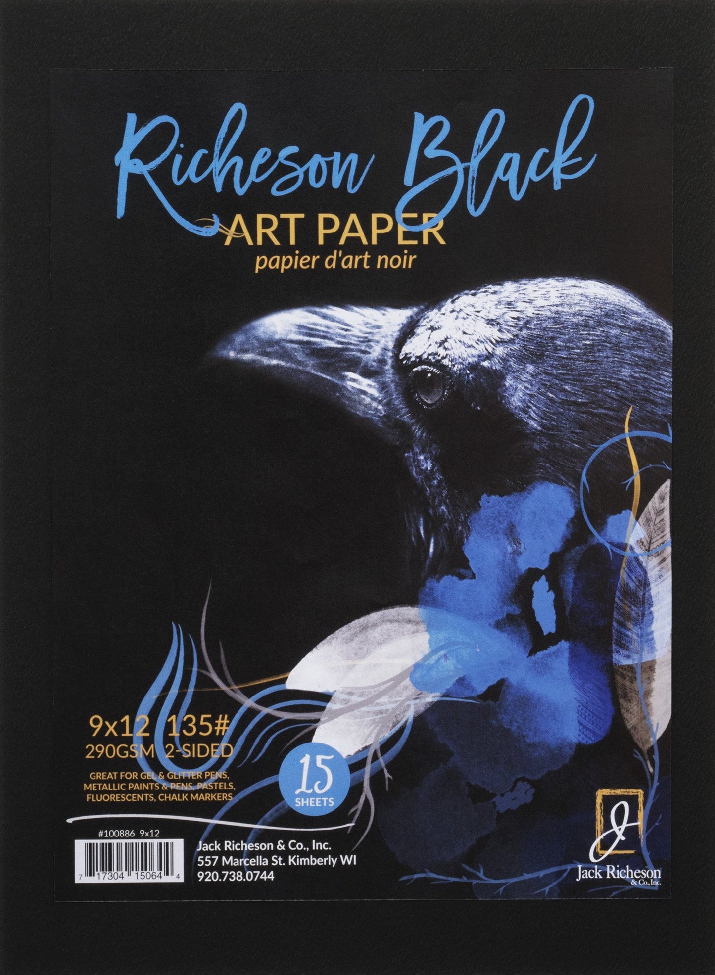 Jack Richeson Black 135# Art Paper 9" X 12" 15 Sh