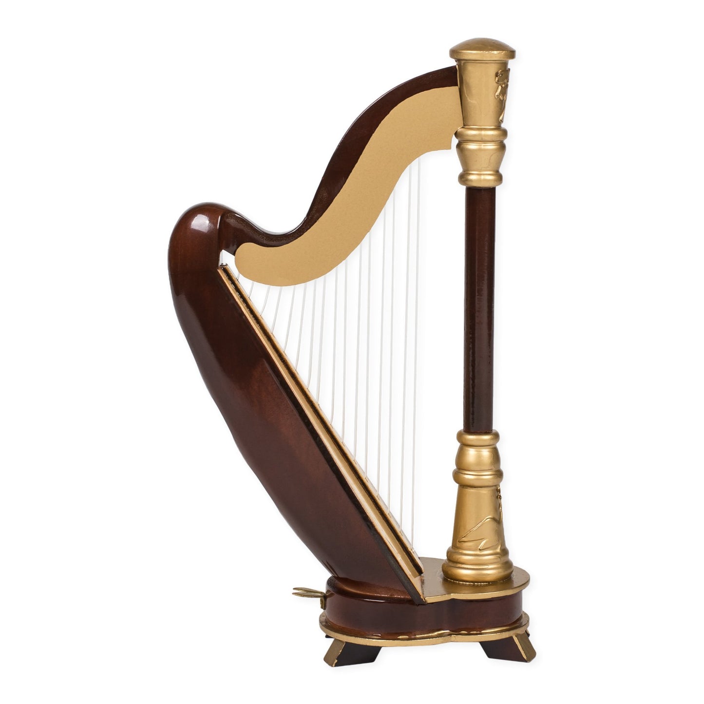 Broadway Gift Harp Miniature Replica Rich Wood & Gold Tone 6 x 8 Resin Stone Tabletop Figurine