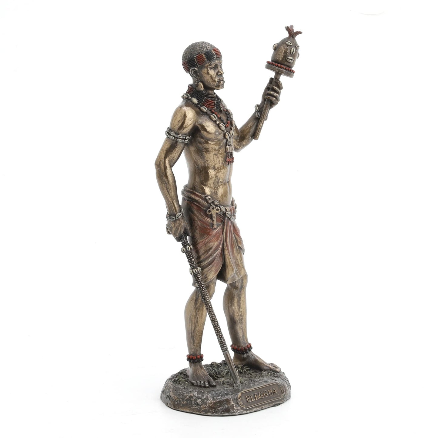 Veronese Design 8 7/8 Inch Ellugua God of Travelers African Orisha Resin Statue Bronze Finish