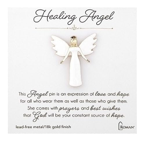 Roman Healing Angel Pin Gift Box, 1.5-inch Height, Silver-tone, Zinc Alloy, Jewelry Accessories