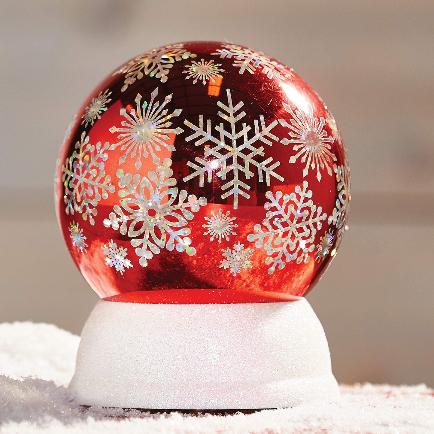 RAZ Imports Arctic Snowflake LED Lighted Globe Red