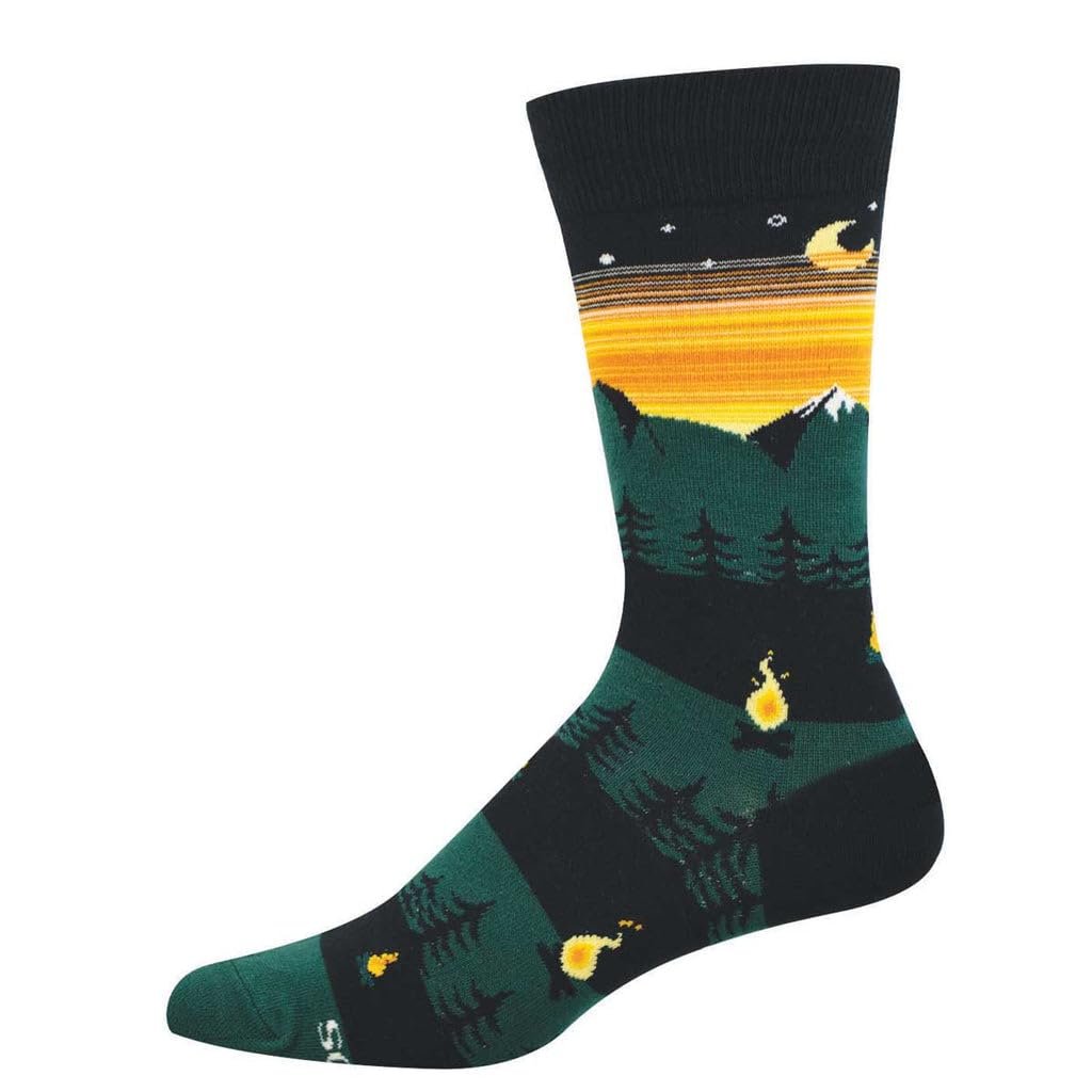 Socksmith Men's Campfire Vibes Crew Socks, black