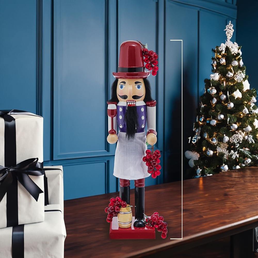 Kurt Adler 15-inch Wooden Wine Nutcracker