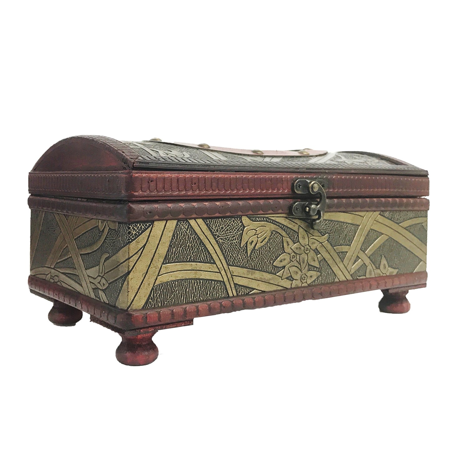 Allgala Medium Antique Wooden Jewelry Treasure Keepsake Box 2-PC Set-HD90206