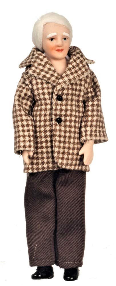 Aztec Imports, Inc. Dollhouse Miniature Doll Grandfather, Modern Outfit, Porcelain #G7674