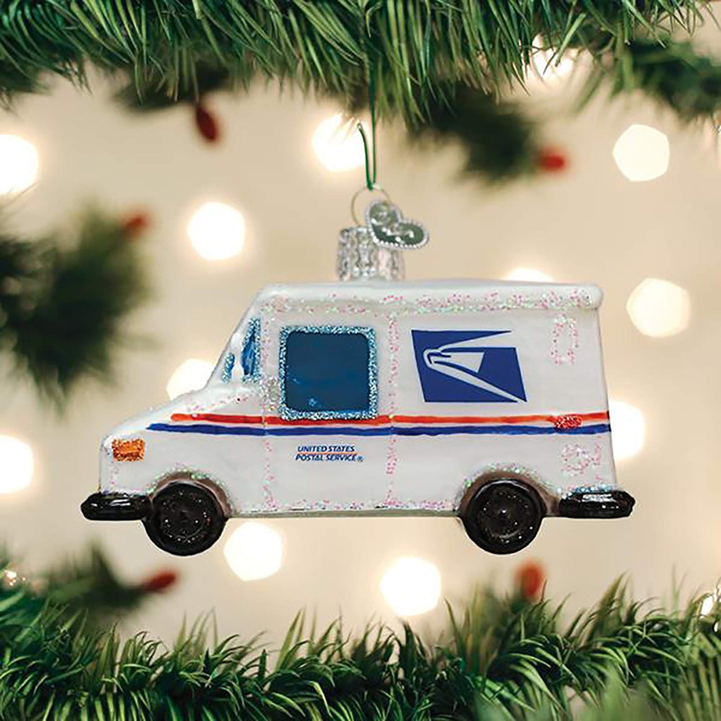 Old World Christmas Ornaments USPS Mail Truck Glass Blown Ornaments for Christmas Tree
