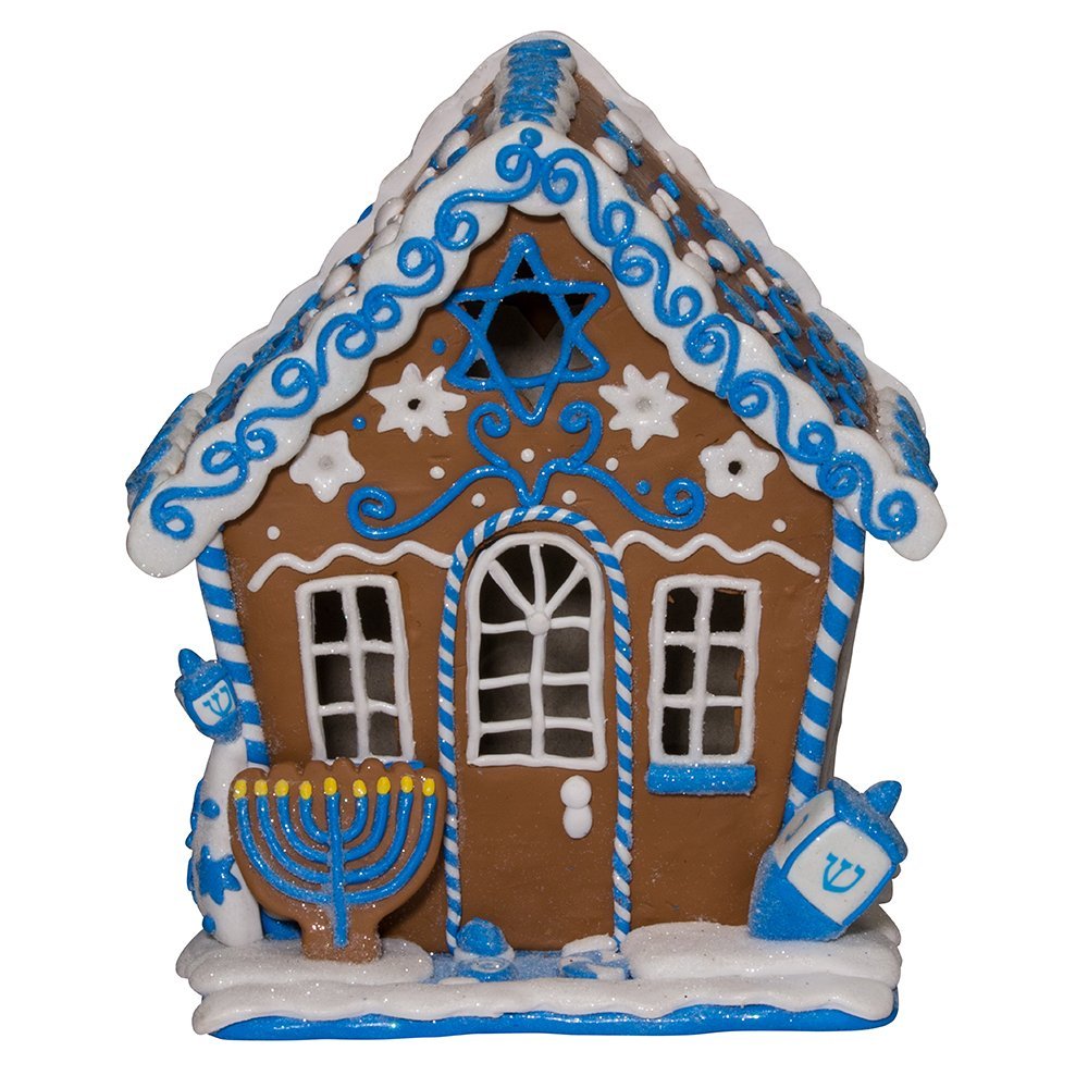 Kurt S. Adler Kurt Adler 7-Inch LED Hanukkah Gingerbread House Tablepiece, Blue