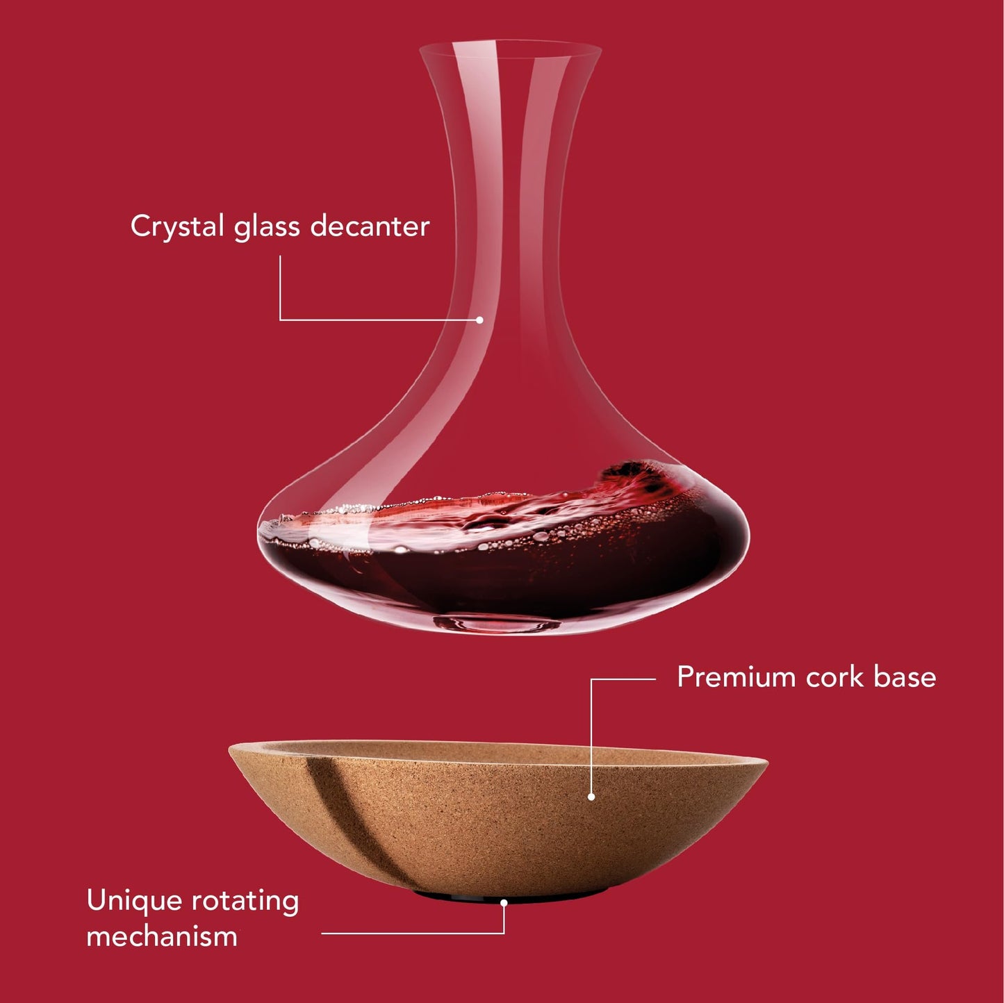 Vacu Vin Swirling Wine Decanter – Rotating Wine Aerator Carafe with Swirl Base – Enhances Flavor & Aroma – Elegant Glass Design – 750ml Capacity – Unique Wine Accessory for Entertaining