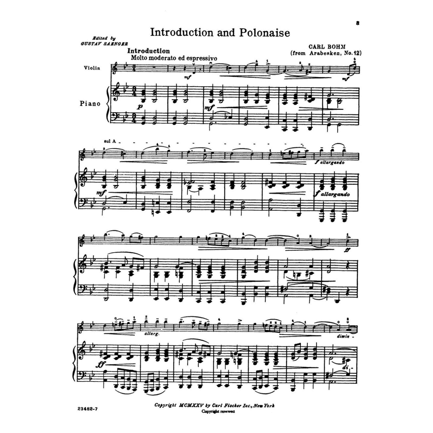 Introduction and Polonaise, for violin; Carl Bohm (Carl Fischer)