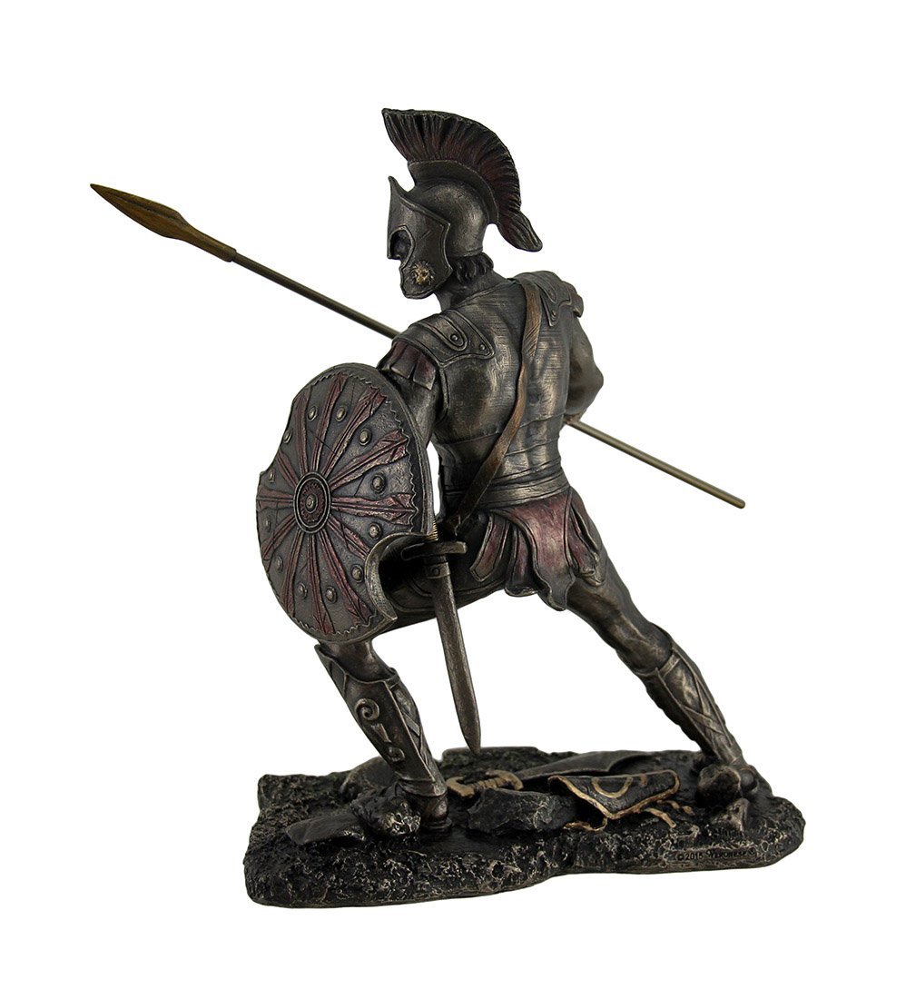 Veronese Design Achilles, The Greek Trojan War Hero, Stunning 9-Inch High Bronze-Finished Cast Resin Statue with Shield and Spear - Excellent Detail - Hand Panted Accents