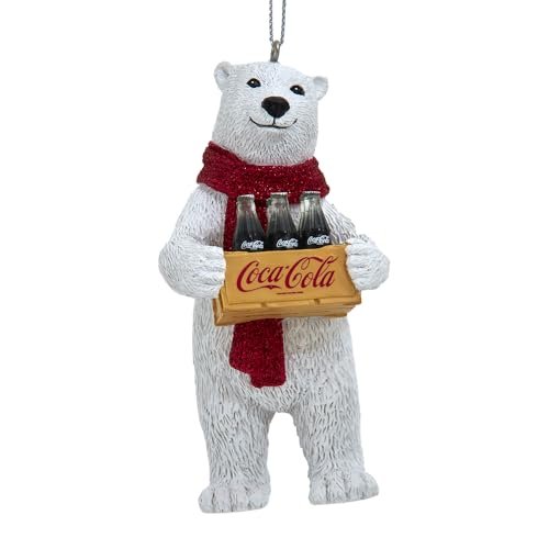 Kurt Adler 4 Inch Coke Polar Bear with Crate Ornament