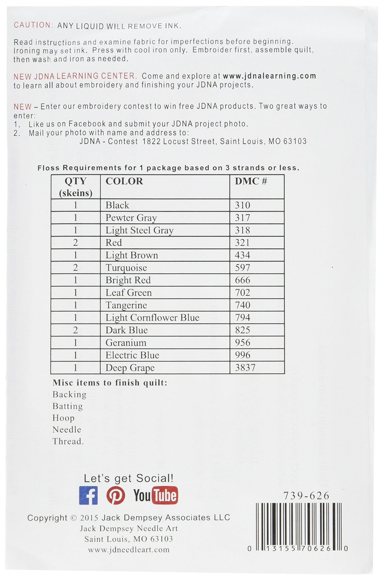 Jack Dempsey Needle Art Jack Dempsey 739-626 Stamped Wall Or Lap Quilt, 36" x 36", Mason Jars, White