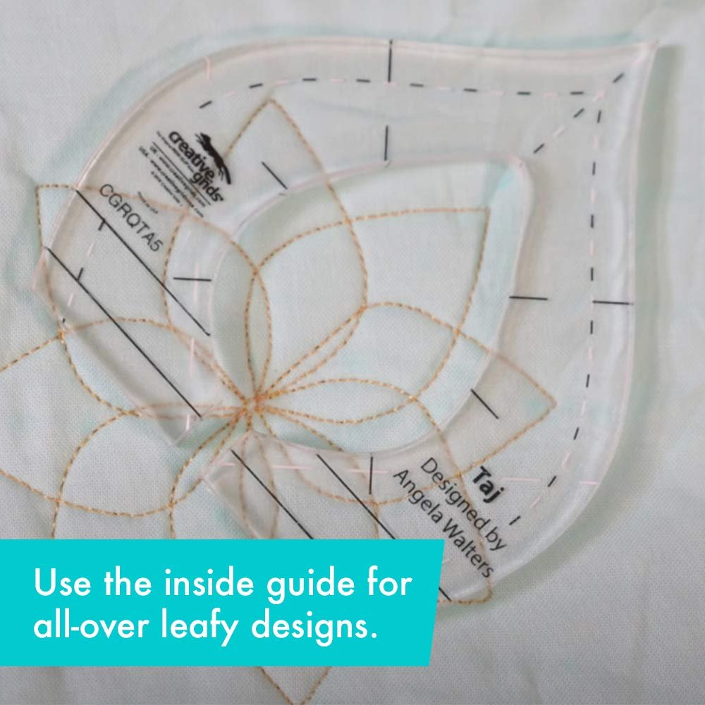 Creative Grids Machine Quilting Tool – Taj – CGRQTA5 – Made in USA, Non-Slip Grip Acrylic Quilting & Sewing Template Ruler for Free-Motion Quilt Patchwork Design on Domestic Sewing & Longarm Machines