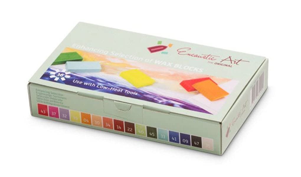 Encaustic Art the Original: ENHANCING SELECTION Set of 16 Vibrant Beeswax Blocks Safe, Non Toxic and Perfect for Kids, Teens, and Adult Beginner and Professional Artists-Handcrafted in Germany